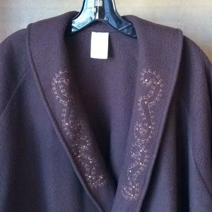 FINAL SALE PRICE Soft Brown Detailed Wrap Jacket w/Gold Details